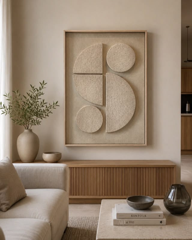 Ivory Geometry – Handcrafted Minimalist 3D Abstract Wall Art on Stretched Wooden Canvas | Wallorah