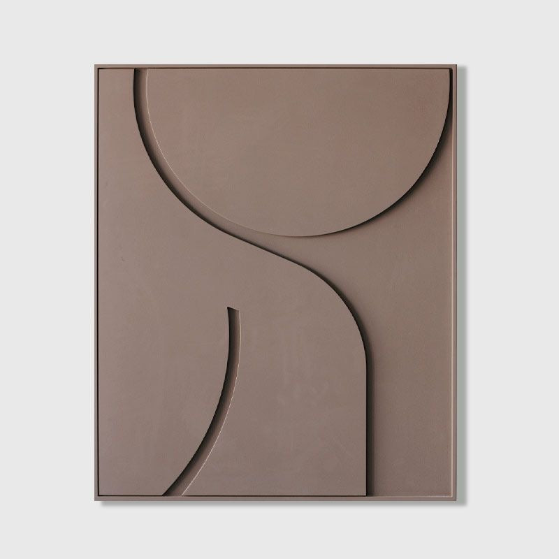 Mocha Curve – Handcrafted Taupe Geometric 3D Wall Art on Stretched Wooden Canvas | Wallorah
