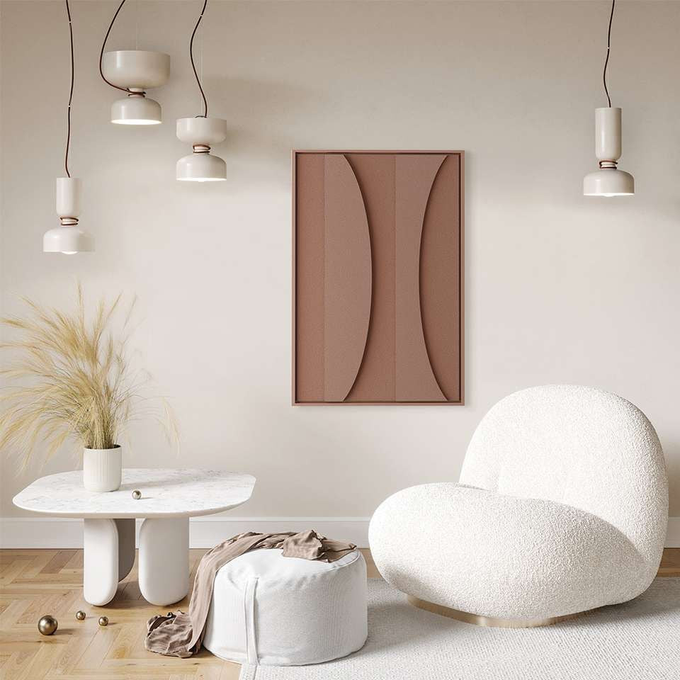 Terracotta Eclipse – Handcrafted 3D Geometric Wall Art on Stretched Wooden Canvas | Wallorah
